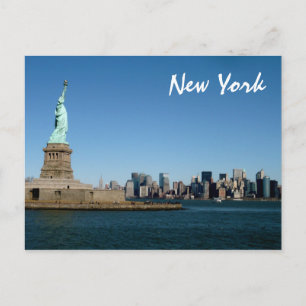 Lady Liberty Watches Over NYC (colour) Postcard