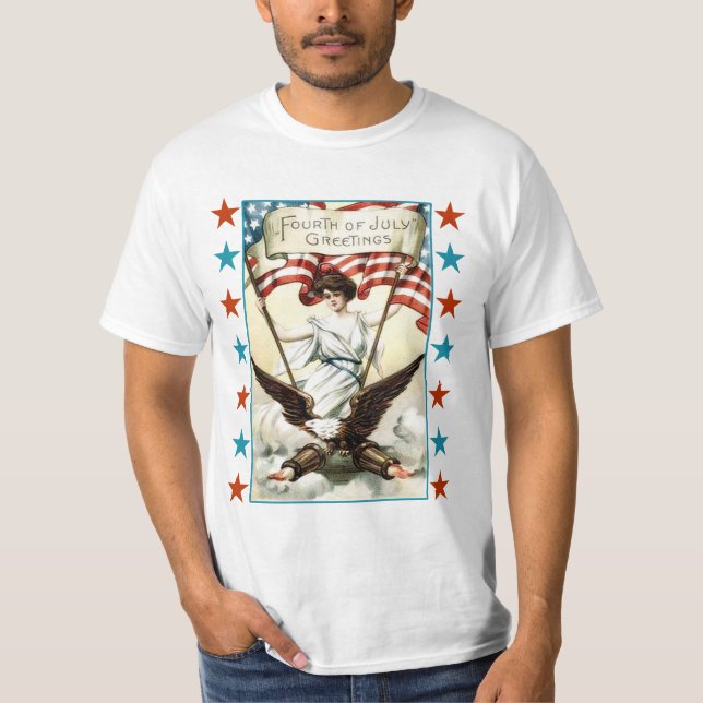Lady Liberty with Eagle and Stars Tshirt (Front)