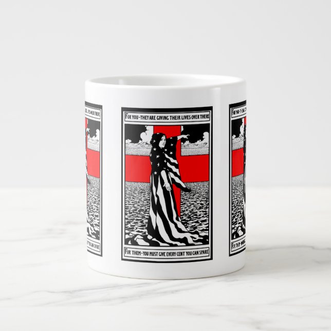 Lady Liberty WWI US Patriotic Poster 1918 Large Coffee Mug (Front)