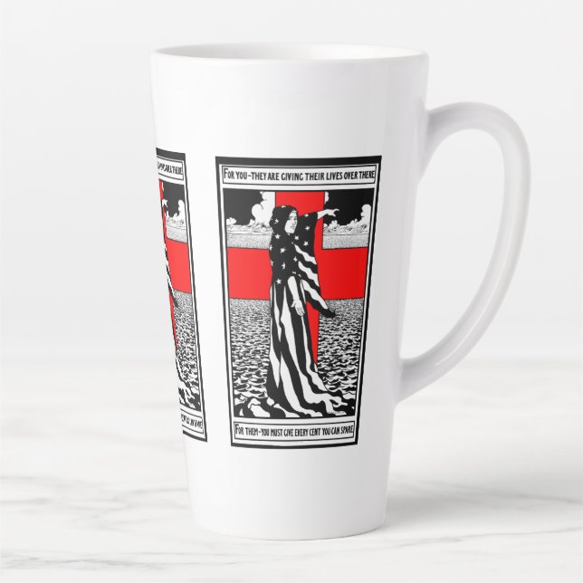 Lady Liberty WWI US Patriotic Poster 1918 Latte Mug (Right)