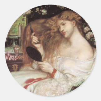 Lady Lilith by Rossetti, Vintage Victorian Portait Classic Round Sticker