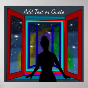 Lady Looking out Window Personalised Quote Poster