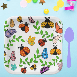 Lady Lovebug and Butterflies Party Paper Plate