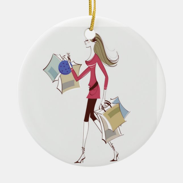 *LADY LOVES TO SHOP* CHRISTMAS ORNAMENT (Front)