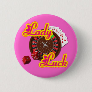 LADY LUCK 6 CM ROUND BADGE