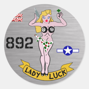 Lady Luck WWII Nose Art Classic Round Sticker