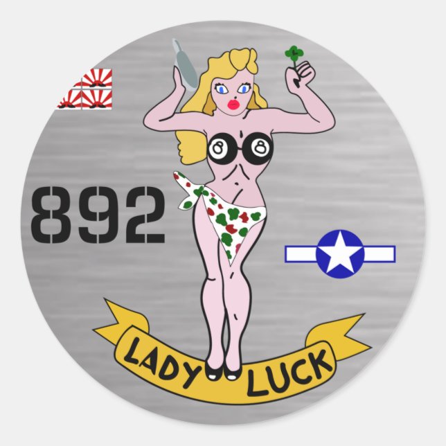 Lady Luck WWII Nose Art Classic Round Sticker (Front)