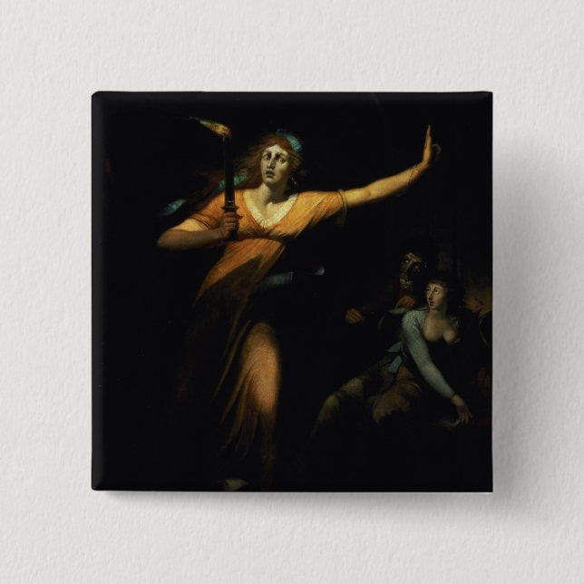 Lady Macbeth Sleepwalking, 1783 (oil on canvas) 15 Cm Square Badge (Front)