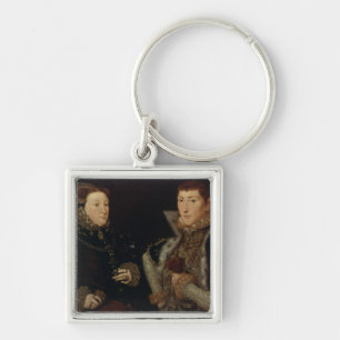 Lady Mary Nevill and her son Gregory Fiennes Key Ring