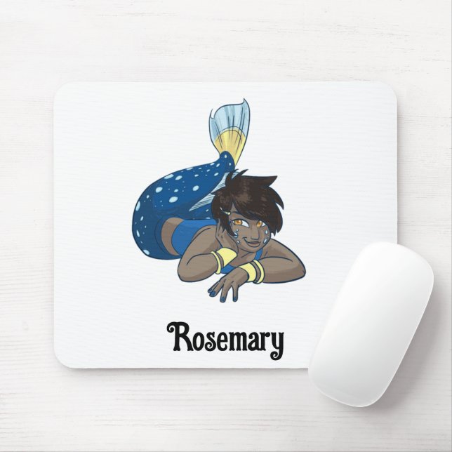 Lady mermaid custom name mouse mat (With Mouse)