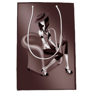 Lady Musician - Vintage Jazz Elegance Medium Gift Bag