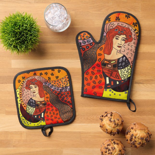 Lady Nature Oven Mitt & Pot Holder Set (Top Down)