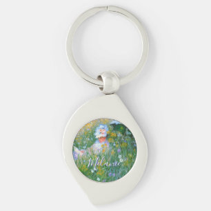 Lady of Claude Monet Painting Dans La Prairie Key Ring
