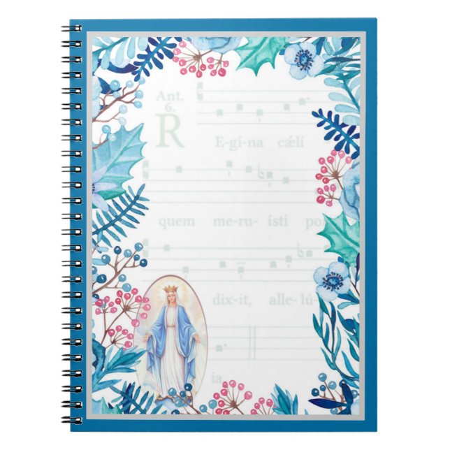 Lady of Grace | Blue Floral | Gregorian Chant Notebook (Front)