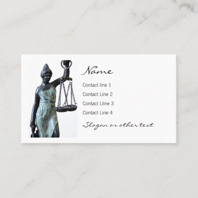 Lady of Justice holding the scales of justice Business Card (Front)