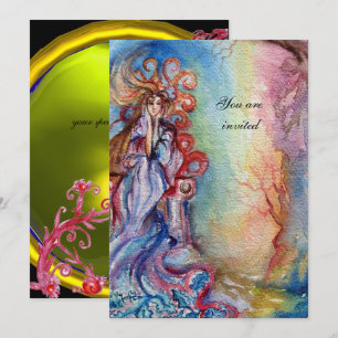 LADY OF LAKE vibrant bright blue yellow purple Invitation
