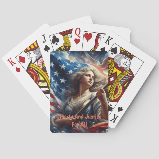 Lady Of Liberty - Patriotism Art Playing Cards (Back)