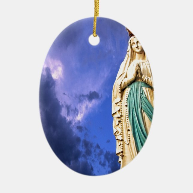 Lady of Lourdes Ceramic Tree Decoration (Front)