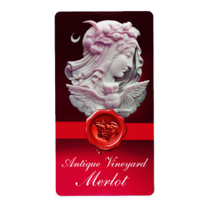 LADY OF NIGHT,OWL,RED GRAPES WAX SEAL Wedding Wine
