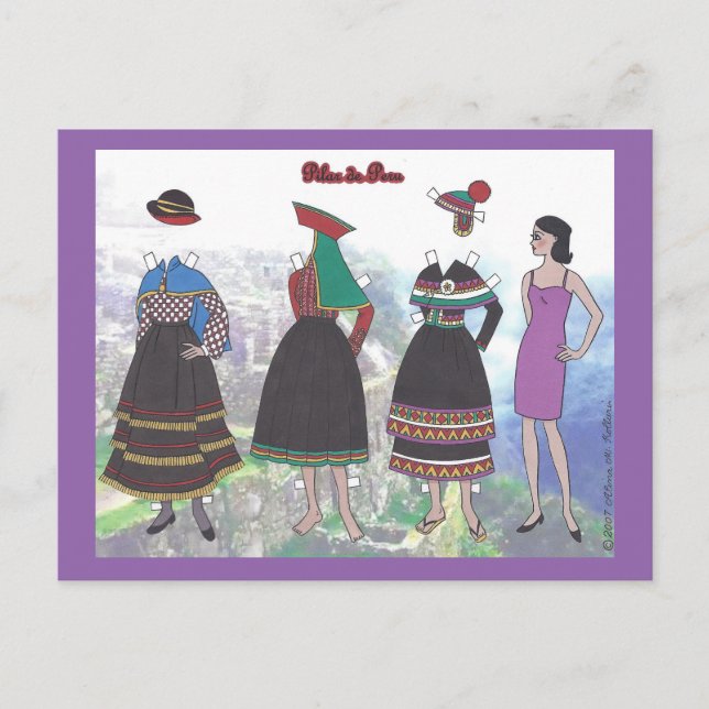 Lady of Peru Paper Doll Postcard (Front)