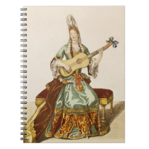 Lady of Quality Playing the Guitar, fashion plate, Notebook