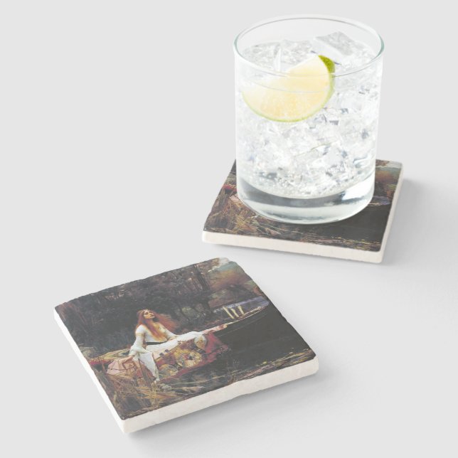 Lady Of Shallot Boat Waterhouse Art Stone Coaster (Side)