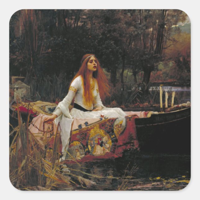 Lady of Shallot by John William Waterhouse Square Sticker (Front)