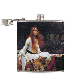 Lady Of Shallot on Boat J.W. Waterhouse Fine Art Hip Flask