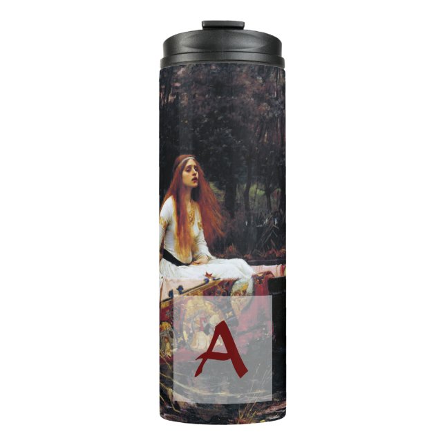 Lady Of Shallot on Boat JW Waterhouse Art Monogram Thermal Tumbler (Front)