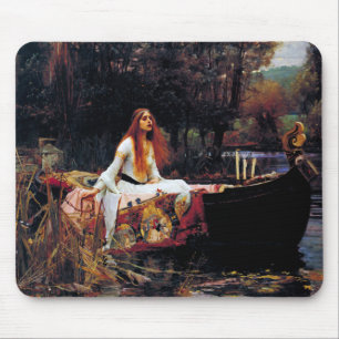 Lady Of Shallot on Boat JW Waterhouse Fine Art Mouse Mat