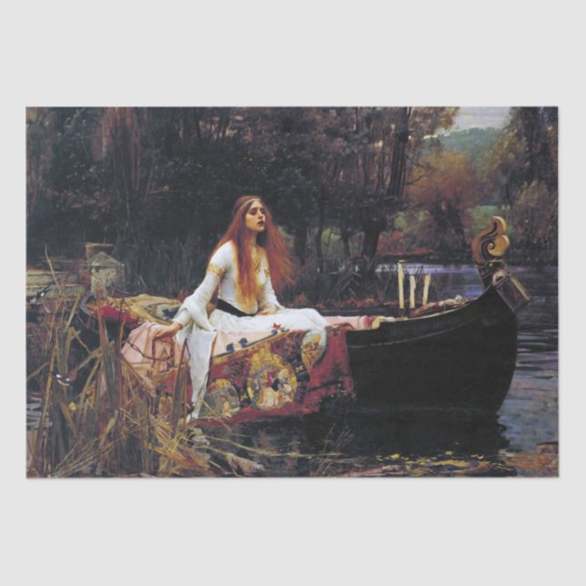 Lady Of Shallot on Boat JW Waterhouse Fine Art Tissue Paper (Front)
