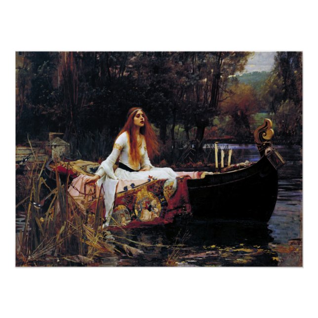 Lady Of Shallot on Boat Waterhouse Art Poster (Front)