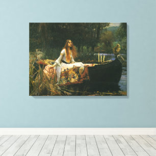 Lady of Shalott On Boat by John William Waterhouse Canvas Print