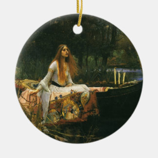 Lady of Shalott On Boat by John William Waterhouse Ceramic Tree Decoration