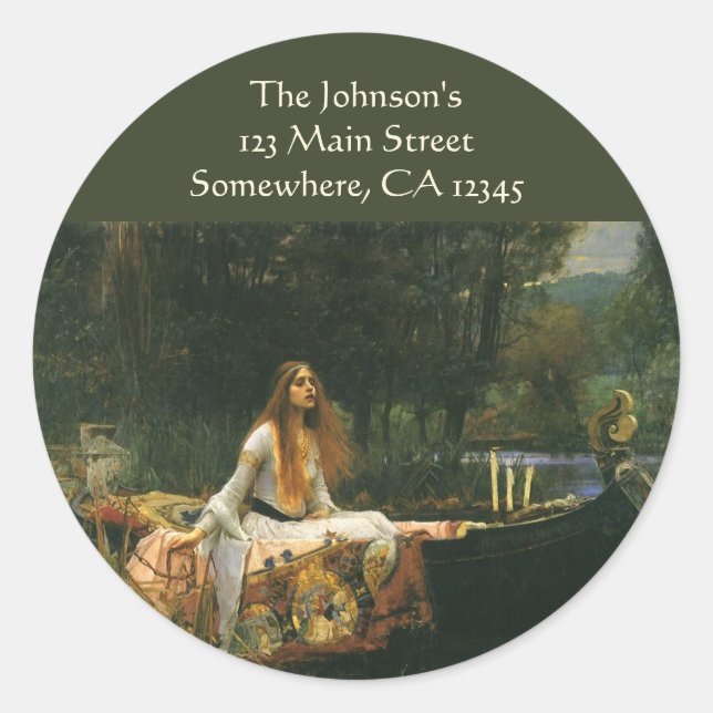 Lady of Shalott On Boat by John William Waterhouse Classic Round Sticker (Front)