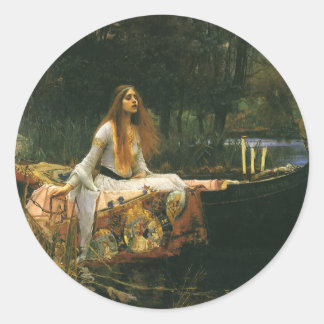 Lady of Shalott On Boat by John William Waterhouse Classic Round Sticker