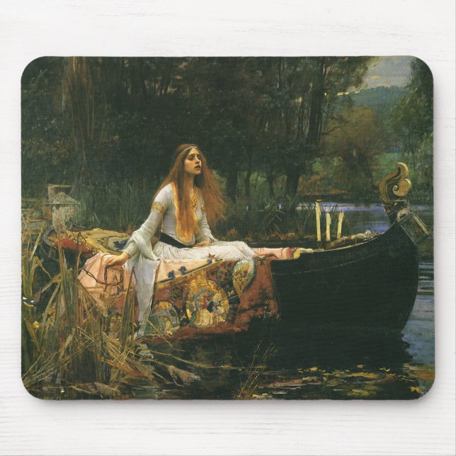 Lady of Shalott On Boat by John William Waterhouse Mouse Mat (Front)