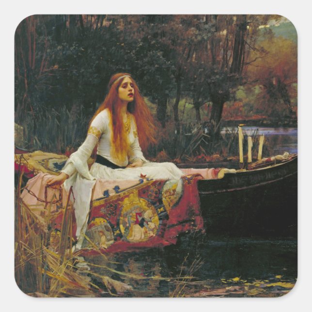 Lady of Shalott on the Water Square Sticker (Front)
