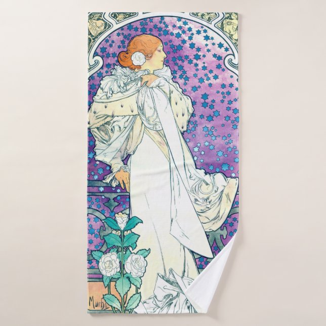 Lady of the Camelias, Alphonse Mucha Bath Towel (Bath Towel)