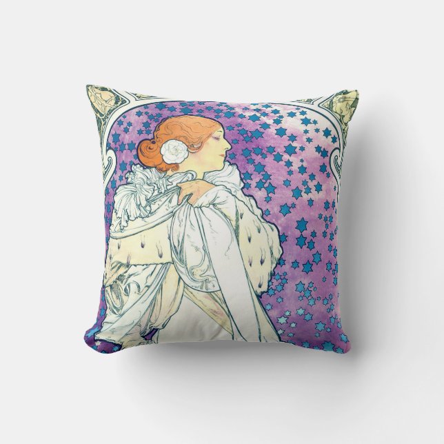 Lady of the Camelias, Alphonse Mucha Cushion (Front)