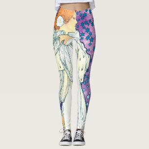 Lady of the Camelias, Alphonse Mucha Leggings