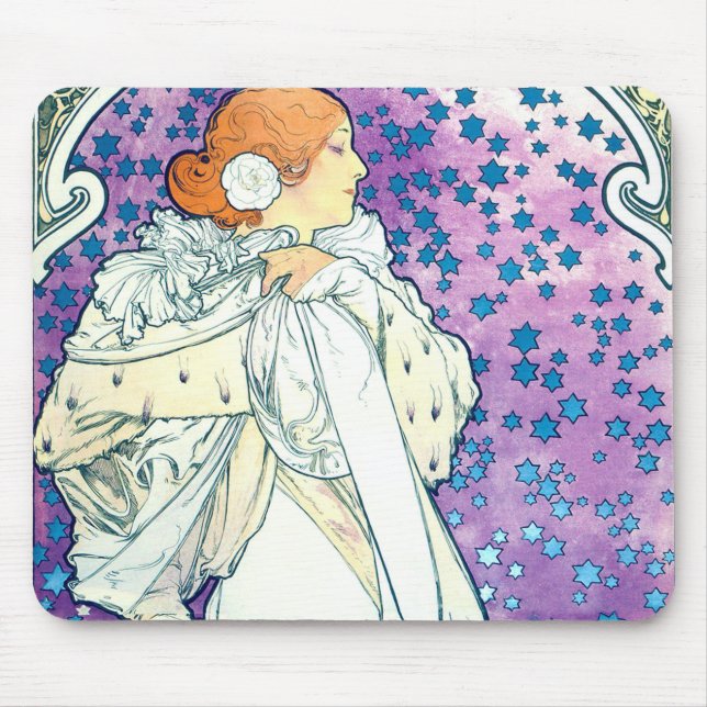 Lady of the Camelias, Alphonse Mucha Mouse Mat (Front)