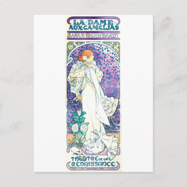 Lady of the Camelias, Alphonse Mucha Postcard (Front)