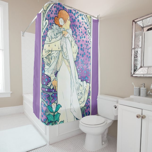 Lady of the Camelias, Alphonse Mucha Shower Curtain (In Situ)
