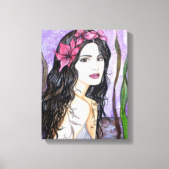 Lady of the Lake Fairy Tale Painting Canvas Print (Front)