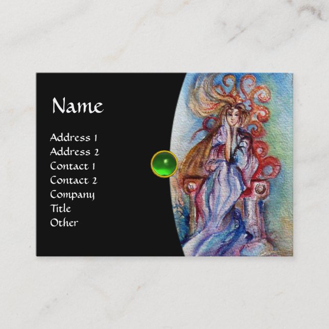 LADY OF THE LAKE monogram gem pink violet redgreen Business Card (Front)