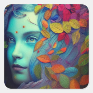 Lady of the Leaves Square Sticker