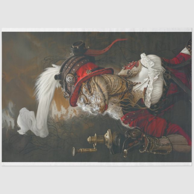 Lady of the Night Alligator Decoupage  Tissue Paper (Front)