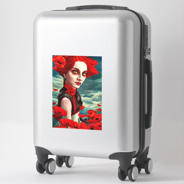 Lady of the Poppy Flowers fantasy original Art (Suitcase)