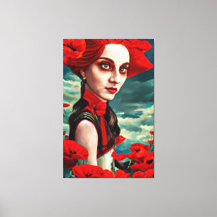 Lady of the Poppy Flowers fantasy original Art Canvas Print